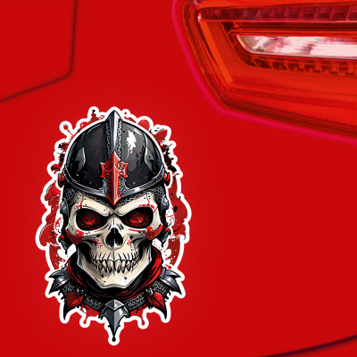 Roter Ritter Totenkopf Aufkleber Cartoon - Ansicht 3