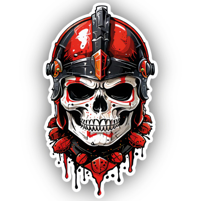Roter Gladiator Totenkopf Aufkleber Cartoon