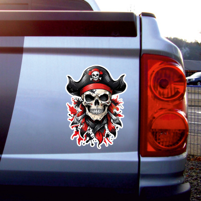 Roter Piraten Totenkopf Aufkleber Cartoon - Ansicht 2