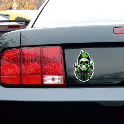 Grner Biker Totenkopf Aufkleber Cartoon - Ansicht 2