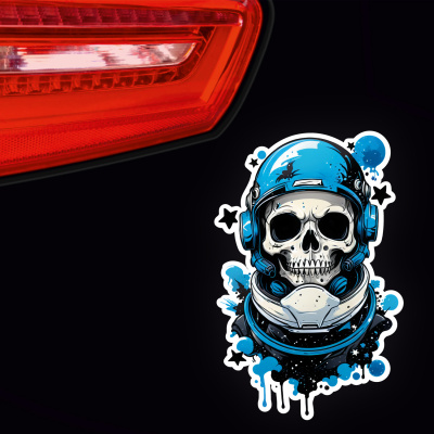 Blauer Astronaut Totenkopf Aufkleber Cartoon - Ansicht 3