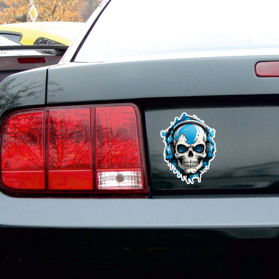 Blauer Gamer Totenkopf Aufkleber Cartoon - Ansicht 2