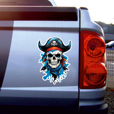 Blauer Piraten Totenkopf Aufkleber Cartoon - Ansicht 2