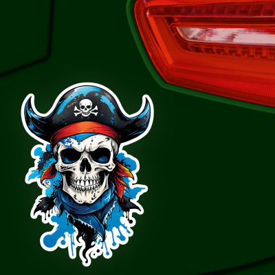 Blauer Piraten Totenkopf Aufkleber Cartoon - Ansicht 3