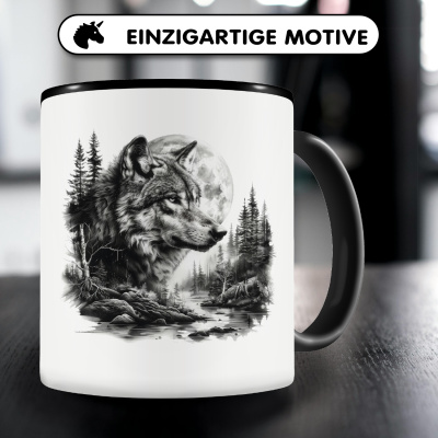 Tasse mit dem Motiv Wolf im Wald - Ansicht 3