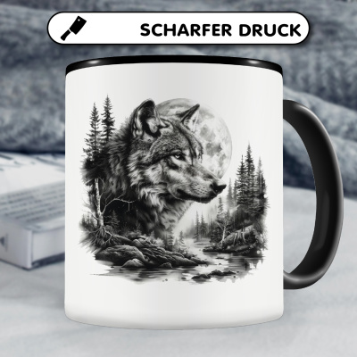 Tasse mit dem Motiv Wolf im Wald - Ansicht 5