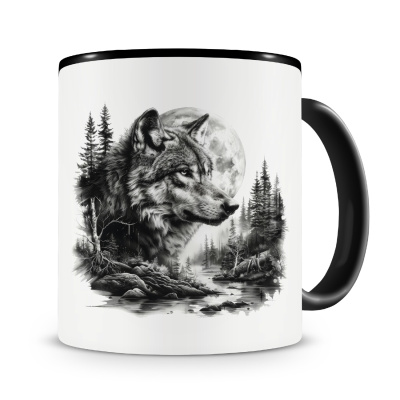 Tasse mit dem Motiv Wolf im Wald