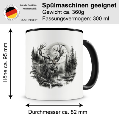 Tasse mit dem Motiv Hirsch im Wald - Ansicht 2