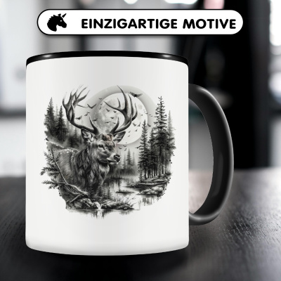 Tasse mit dem Motiv Hirsch im Wald - Ansicht 3