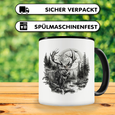 Tasse mit dem Motiv Hirsch im Wald - Ansicht 4
