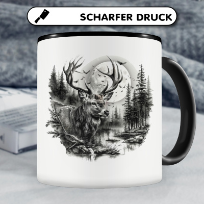 Tasse mit dem Motiv Hirsch im Wald - Ansicht 5