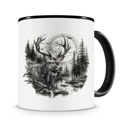 Tasse mit dem Motiv Hirsch im Wald