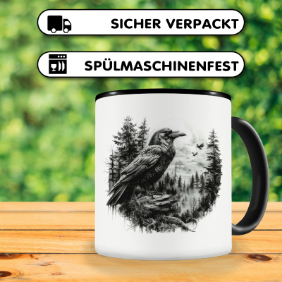 Tasse mit dem Motiv Rabe Kr�he im Wald - Ansicht 4