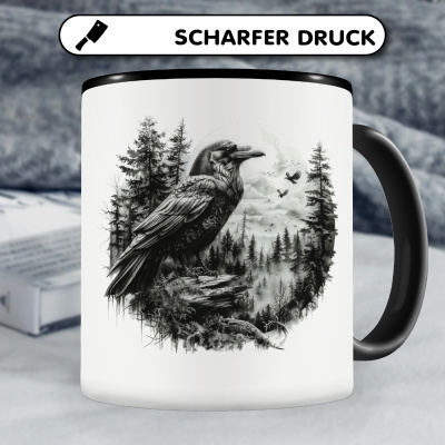 Tasse mit dem Motiv Rabe Kr�he im Wald - Ansicht 5