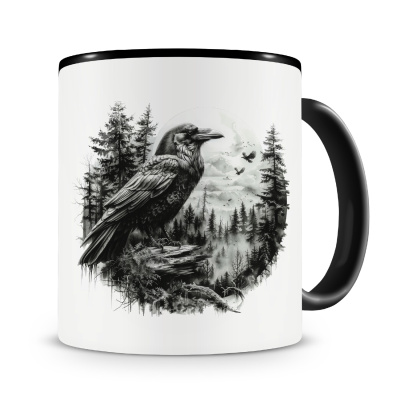 Tasse mit dem Motiv Rabe Krhe im Wald