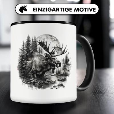 Tasse mit dem Motiv Elch im Wald - Ansicht 3