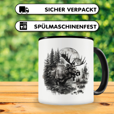 Tasse mit dem Motiv Elch im Wald - Ansicht 4
