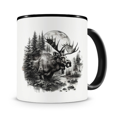 Tasse mit dem Motiv Elch im Wald