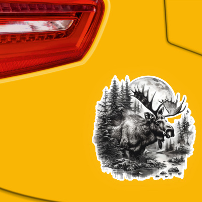 Elch in Wald Szene Aufkleber Illustration - Ansicht 3
