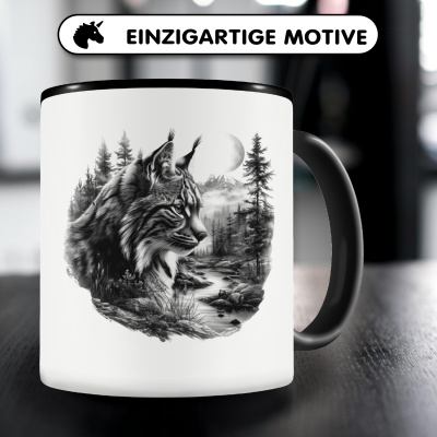 Tasse mit dem Motiv Luchs im Wald - Ansicht 3