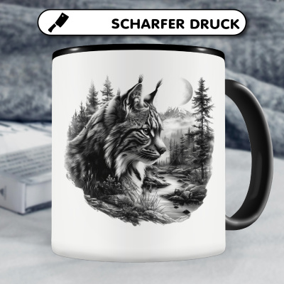 Tasse mit dem Motiv Luchs im Wald - Ansicht 5
