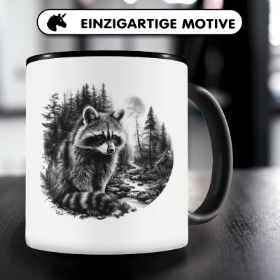 Tasse mit dem Motiv Waschbr im Wald - Ansicht 3