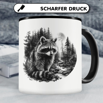 Tasse mit dem Motiv Waschbr im Wald - Ansicht 5