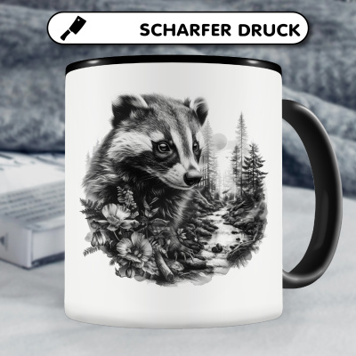 Tasse mit dem Motiv Dachs im Wald - Ansicht 5