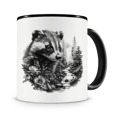 Tasse mit dem Motiv Dachs im Wald