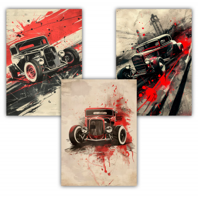 Kunstdruck mit dem Motiv Hotrod 1930 Retro Motiven