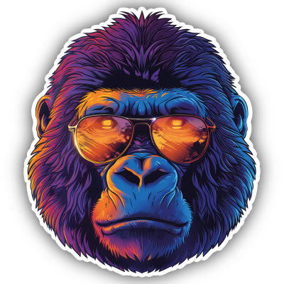 Cooler Gorilla mit Sonnenbrille Aufkleber Cartoon