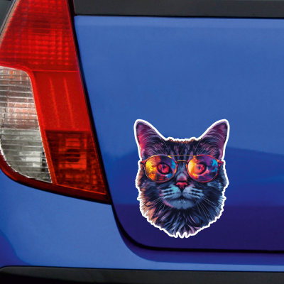 Coole Katze mit Sonnenbrille Aufkleber Cartoon - Ansicht 2
