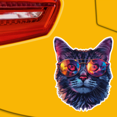 Coole Katze mit Sonnenbrille Aufkleber Cartoon - Ansicht 3