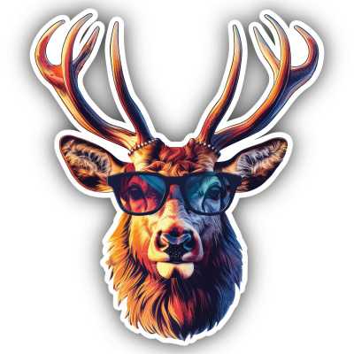 Cooler Hirsch mit Sonnenbrille Aufkleber Cartoon