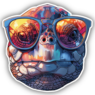 Coole Schildkrte mit Sonnenbrille Aufkleber Cartoon