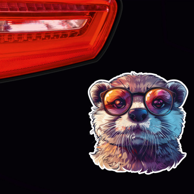 Cooler Otter mit Sonnenbrille Aufkleber Cartoon - Ansicht 3