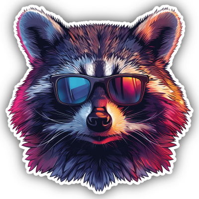 Cooler Waschbr mit Sonnenbrille Aufkleber Cartoon