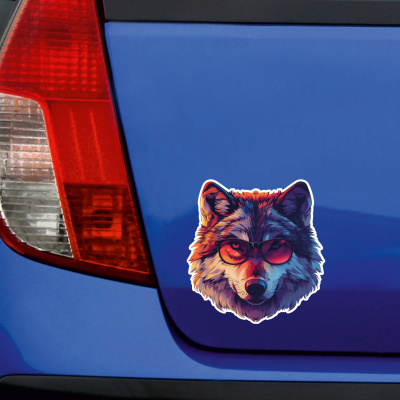 Cooler Wolf mit Sonnenbrille Aufkleber Cartoon - Ansicht 2