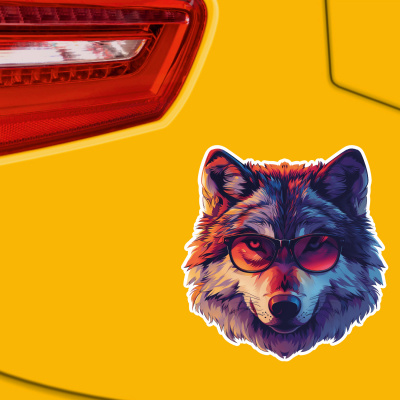 Cooler Wolf mit Sonnenbrille Aufkleber Cartoon - Ansicht 3