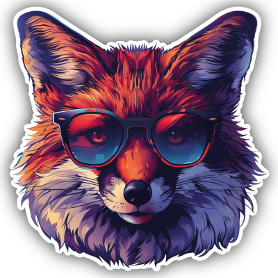 Cooler Fuchs mit Sonnenbrille Aufkleber Cartoon