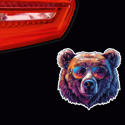 Cooler B�r mit Sonnenbrille Aufkleber Cartoon - Ansicht 3