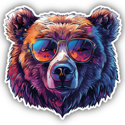 Cooler Br mit Sonnenbrille Aufkleber Cartoon