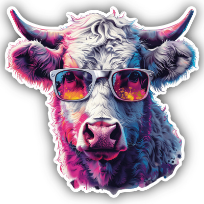 Coole Kuh mit Sonnenbrille Aufkleber Cartoon
