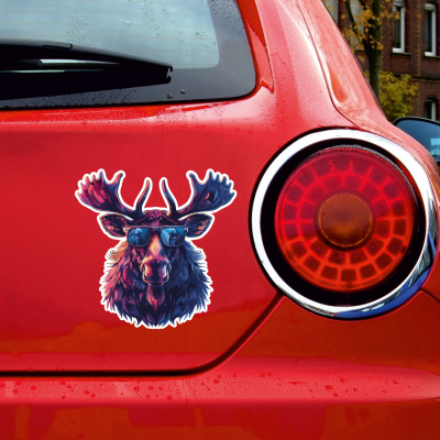 Cooler Elch mit Sonnenbrille Aufkleber Cartoon - Ansicht 2