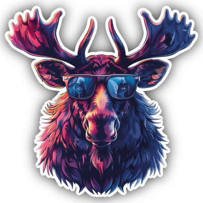 Cooler Elch mit Sonnenbrille Aufkleber Cartoon