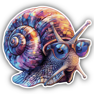 Coole Schnecke mit Sonnenbrille Aufkleber Cartoon