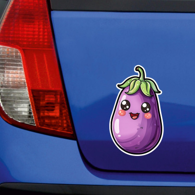 Se Kawaii Aubergine Aufkleber Cartoon - Ansicht 2