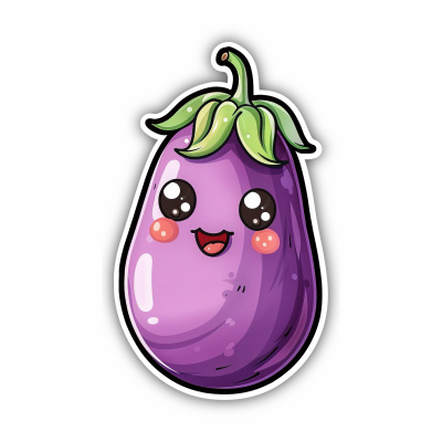 Se Kawaii Aubergine Aufkleber Cartoon