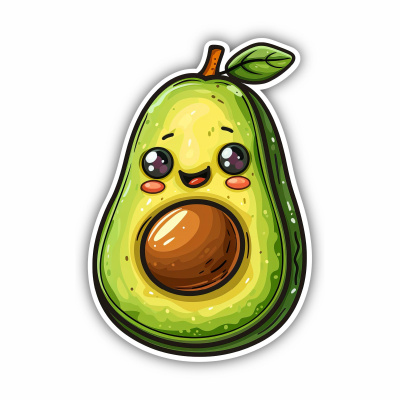 Se Kawaii Avocado Aufkleber Cartoon