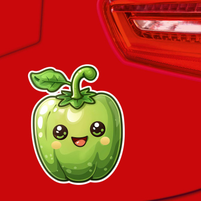 Se Kawaii Paprika Grn Aufkleber Cartoon - Ansicht 2